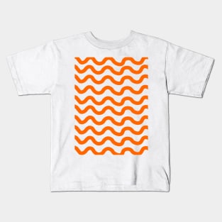 Orange horizontal wavy lines pattern Kids T-Shirt